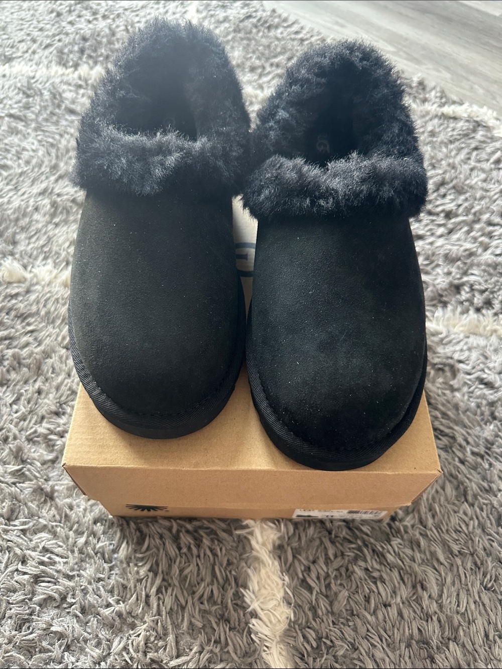 UGG women Black Faux-Fur Clog Slippers

Brand new never used